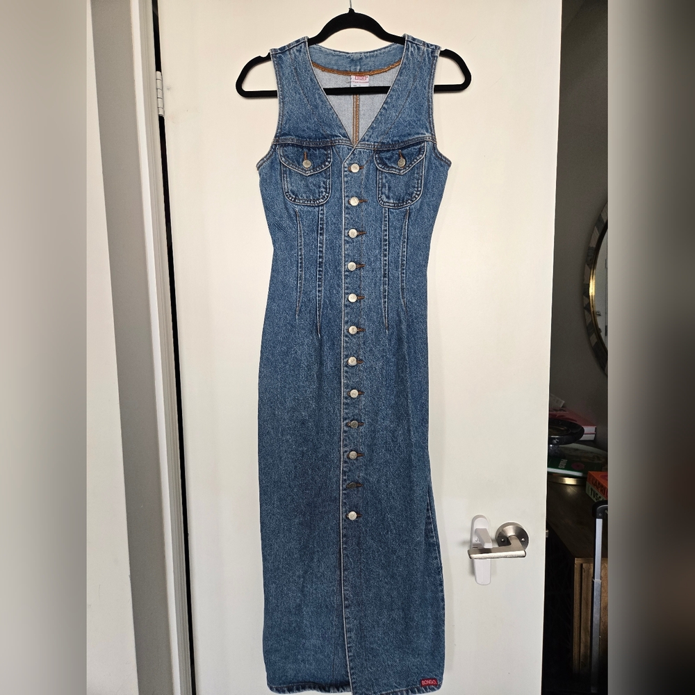 BONGO Vintage 90s Blue Denim Maxi Dress